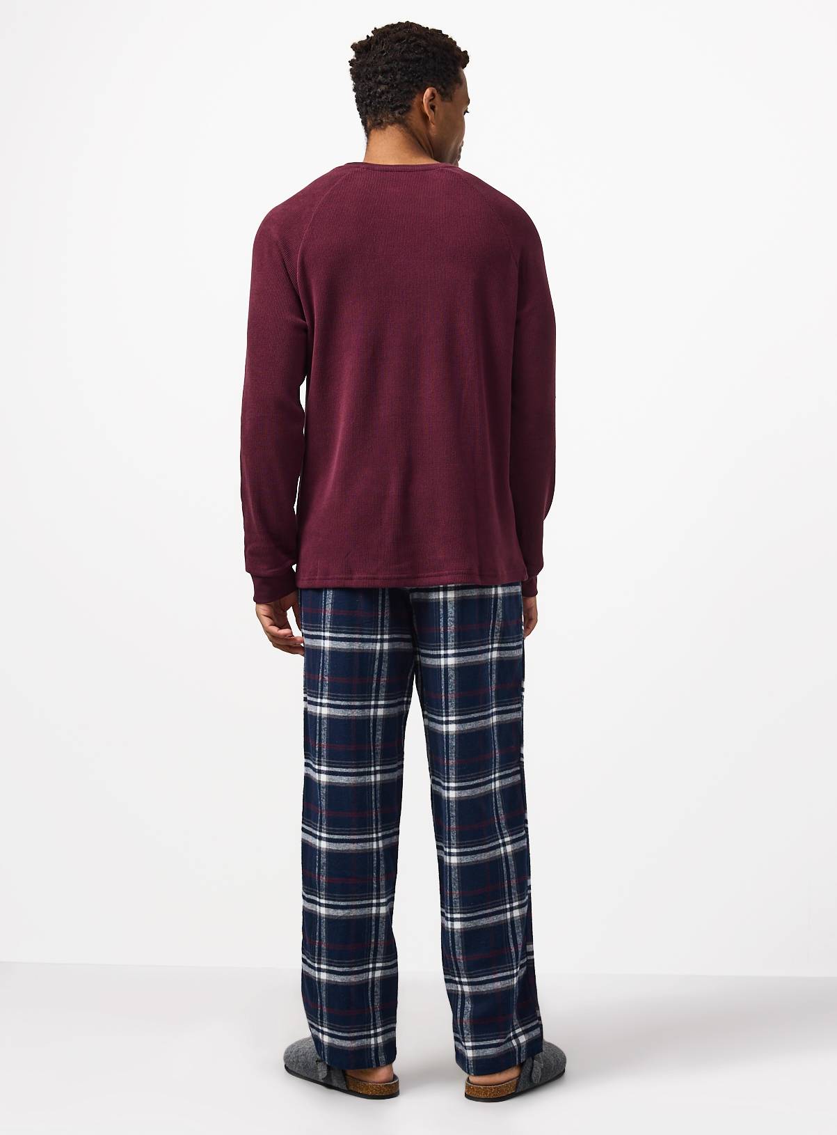 Burgundy & Check Pyjamas M - Image 5